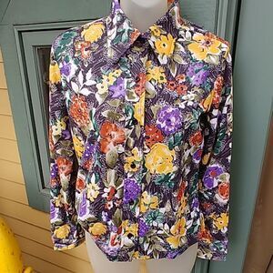 Vintage 70s Sears Perma-Prest Floral Poly Shirt